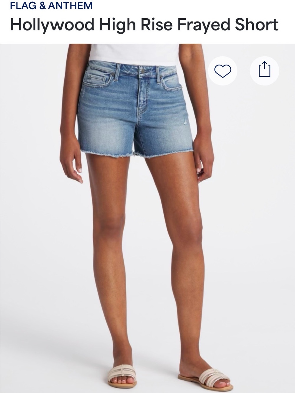 Flag & Anthem Hollywood High-Rise Frayed Denim Short Size 8